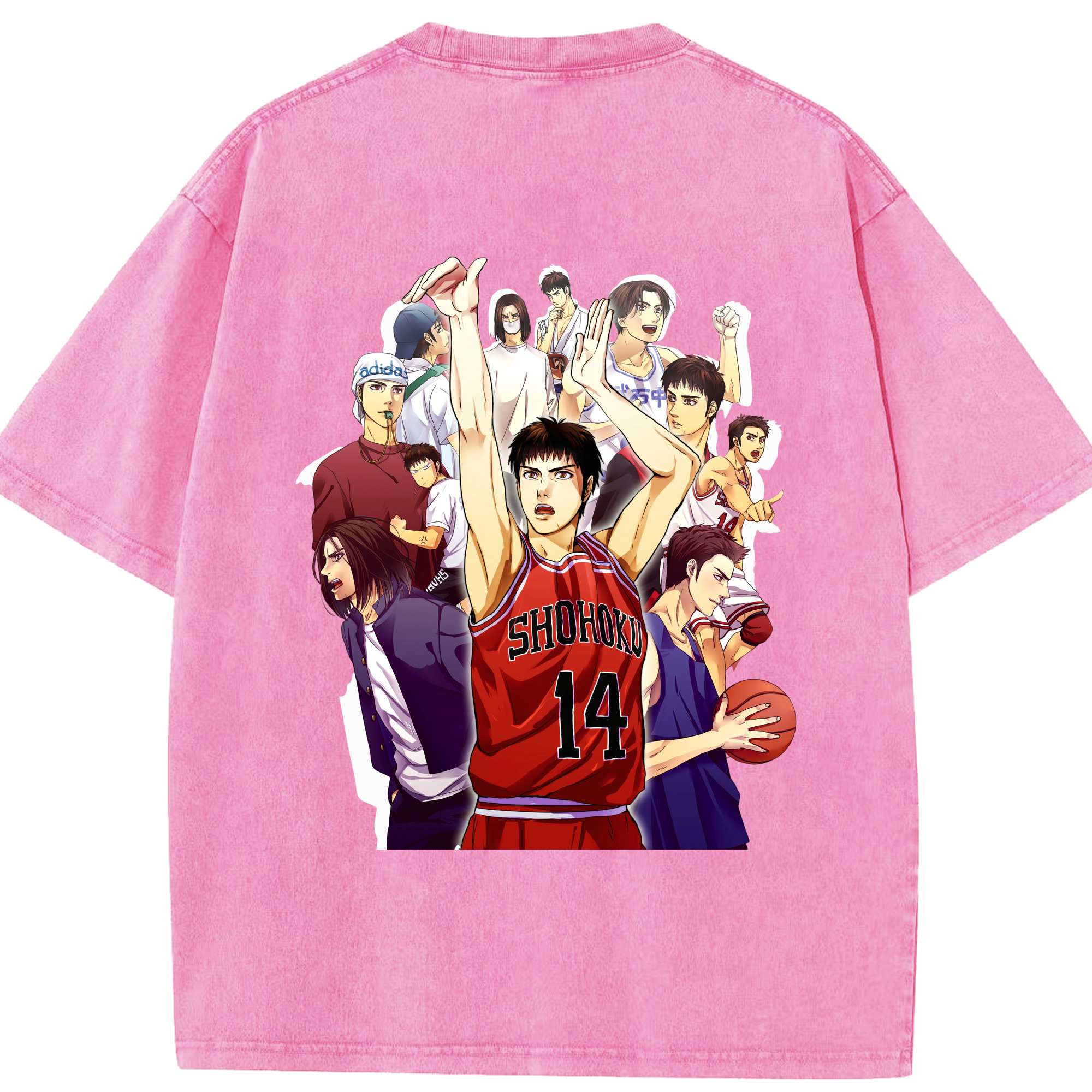 SLAM DUNK／スラムダンク 綿100% ヴィンテージ風 半袖Tシャツ（背面プリント）